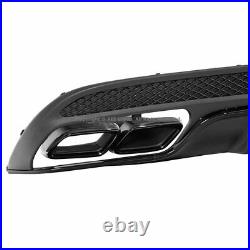Rear Bumper Diffuser Quad Muffler Tip Tailpipe Black For MB W205 15-19 C-Class