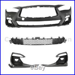 Red Sport Style Front Bumper Cover For Infiniti Q50 18-20 Grey Foglight Covers