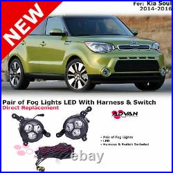 Replacement LED Fog Lamps For 2014-2016 Kia Soul Front Driver Passenger Sides