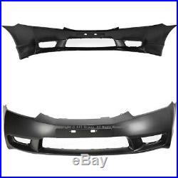 SI Style Complete Front Bumper Fascia Kit Grille Fog Lamps For Civic 06-11 4D