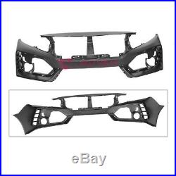 Type-R Style Front Bumper Set with Glossy Black Grille for 16-18 Civic Coupe Sedan