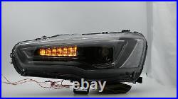 UPGRADED LED Headlights ALL BLACK with Sequential Turn Sig. For 08-17 Lancer