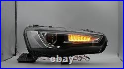 Upgraded SPRAY LACQUER LED Headlights with Sequential Turn Signal for 08-17 Lancer