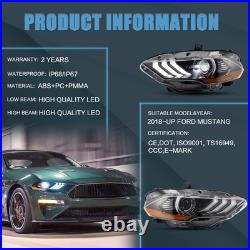 VLAND FULL LED Amber Headlights DRL For Ford Mustang 2018-2021 WithSequential Pair VLAND FULL LED Amber Headlights DRL For Ford Mustang 2018-2021 WithSequential Pair