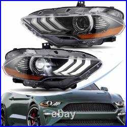 VLAND Fit FULL LED Amber Headlights DRL Ford Mustang 2018-2021 DRL Pair