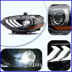 VLAND Fit FULL LED Amber Headlights DRL Ford Mustang 2018-2021 DRL Pair