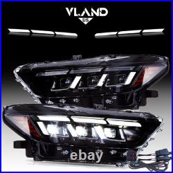 VLAND Full LED Headlights Projector For 2015-2017 Ford Mustang WithAnimation
