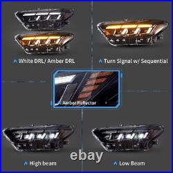 VLAND Full LED Headlights Projector For 2015-2017 Ford Mustang WithAnimation