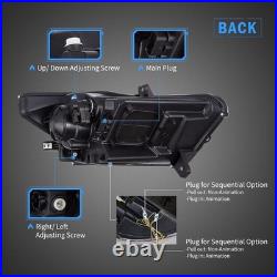 VLAND Full LED Headlights Projector For 2015-2017 Ford Mustang WithAnimation