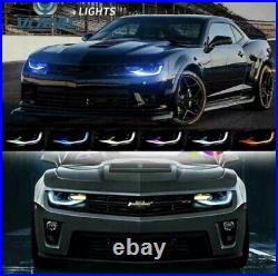 VLAND Headlights For 2014 2015 Camaro Dual Beam Projector LED RGB DRL Sequential