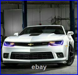 VLAND Headlights For 2014 2015 Camaro Dual Beam Projector LED RGB DRL Sequential