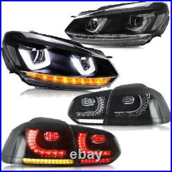 VLAND Headlights +LED Rear lights for 2008-2013 VW Golf VI LED Sets WithSequential
