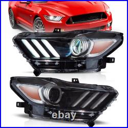 VLAND LED DRL Projector Headlights For Ford Mustang 2015 2016 2017 Front set