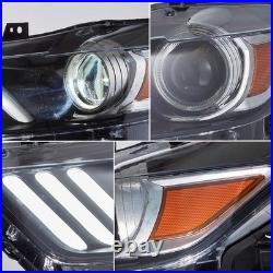VLAND LED DRL Projector Headlights For Ford Mustang 2015-2017 Amber Lens Front