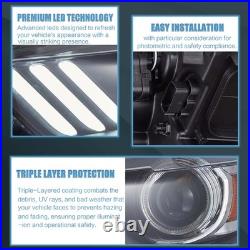 VLAND LED DRL Projector Headlights For Ford Mustang 2015-2017 Amber Lens Front