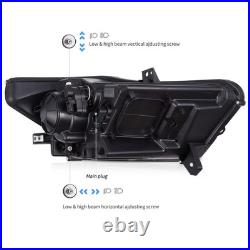 VLAND LED DRL Projector Headlights For Ford Mustang 2015-2017 Amber Lens Front