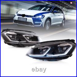 VLAND LED Dual Beam DRL Headlights Fit VW Golf MK7.5 2017-UP WithSequential RHD