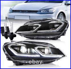 VLAND LED Dual Beam Headlights+ Bulbs For VW Golf VII MK7.5 2017-UP Sequential