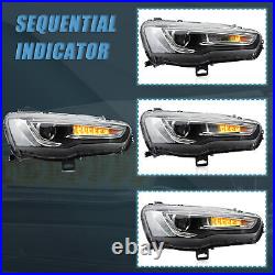 VLAND LED Headlights DRL Q5 Lens For 2008-2020 Mitsubishi Lancer WithSequential