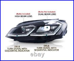 VLAND LED Headlights For VW Golf 7 MK VII 2013-2017 DRL Sets Fits Halogen Model