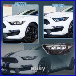 VLAND LED Projector Headlights For 2015-2017 Ford Mustang WithAnimation Sequential