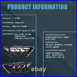 VLAND LED Projector Headlights For 2015-2017 Ford Mustang WithAnimation Sequential
