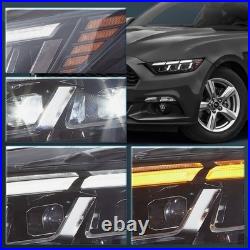 VLAND LED Projector Headlights For 2015-2017 Ford Mustang WithAnimation Sequential