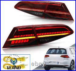 VLAND MK7.5 Style RED CLEAR FULL LED Rear lights for 14-20 VW Golf 7 MK7 / GTI