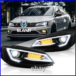 VLAND Pair Headlights Led DRL Set For 2011-2018 VW Jetta MK6 Front Lamp Assembly