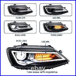 VLAND Pair Headlights Led DRL Set For 2011-2018 VW Jetta MK6 Front Lamp Assembly