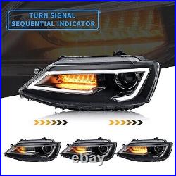 VLAND Pair Headlights Led DRL Set For 2011-2018 VW Jetta MK6 Front Lamp Assembly