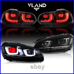 VLAND Red DEMON LED Headlights+Rear Lights withSequential For 2008-2013 Golf 6 MK6