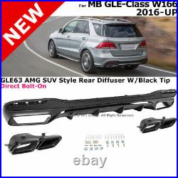 W166 2016-2019 GLE63 AMG Style Rear Bumper Aero Diffuser Black Muffler Tips