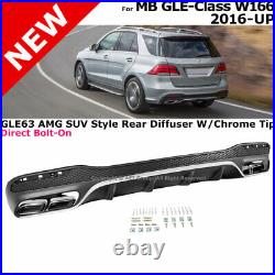 W166 2016-2019 GLE63 AMG Style Rear Bumper Aero Diffuser Chrome Muffler Tips